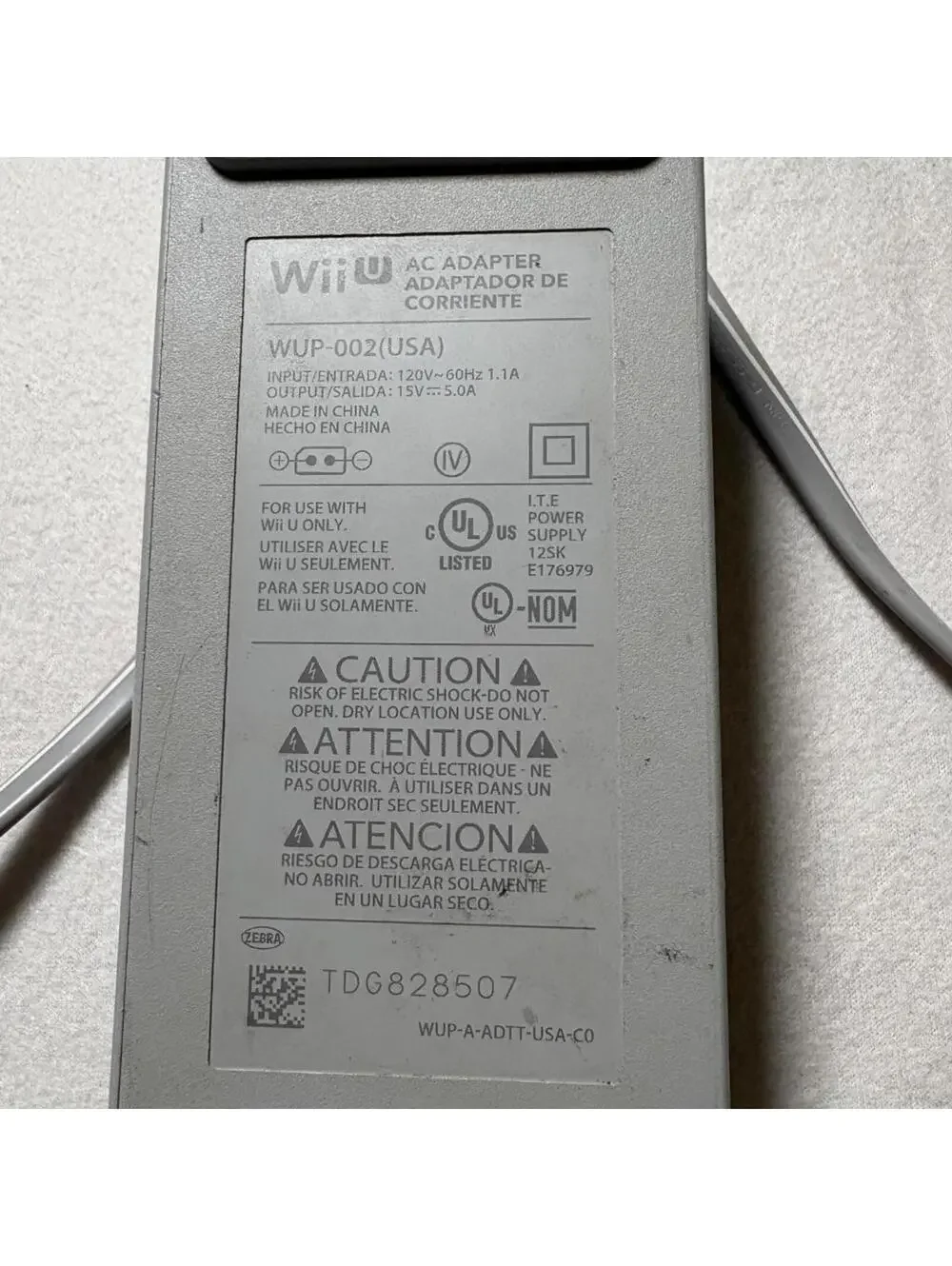 Nintendo Wii U Console AC Adapter Power Supply WUP-002 Damaged Cord For Parts